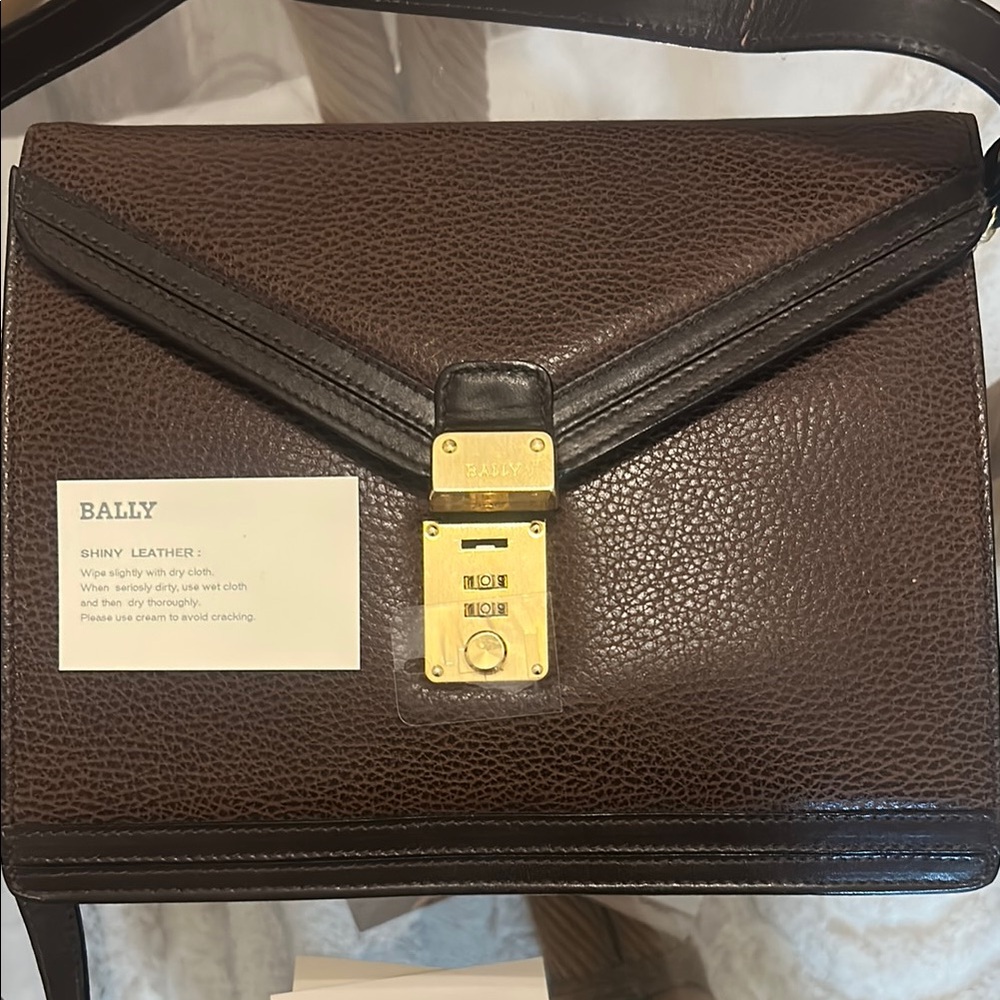 Bally Brown Leather Bally clutch and shoulder bag.